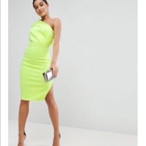 ASOS Neon Yellow One Shoulder Dress